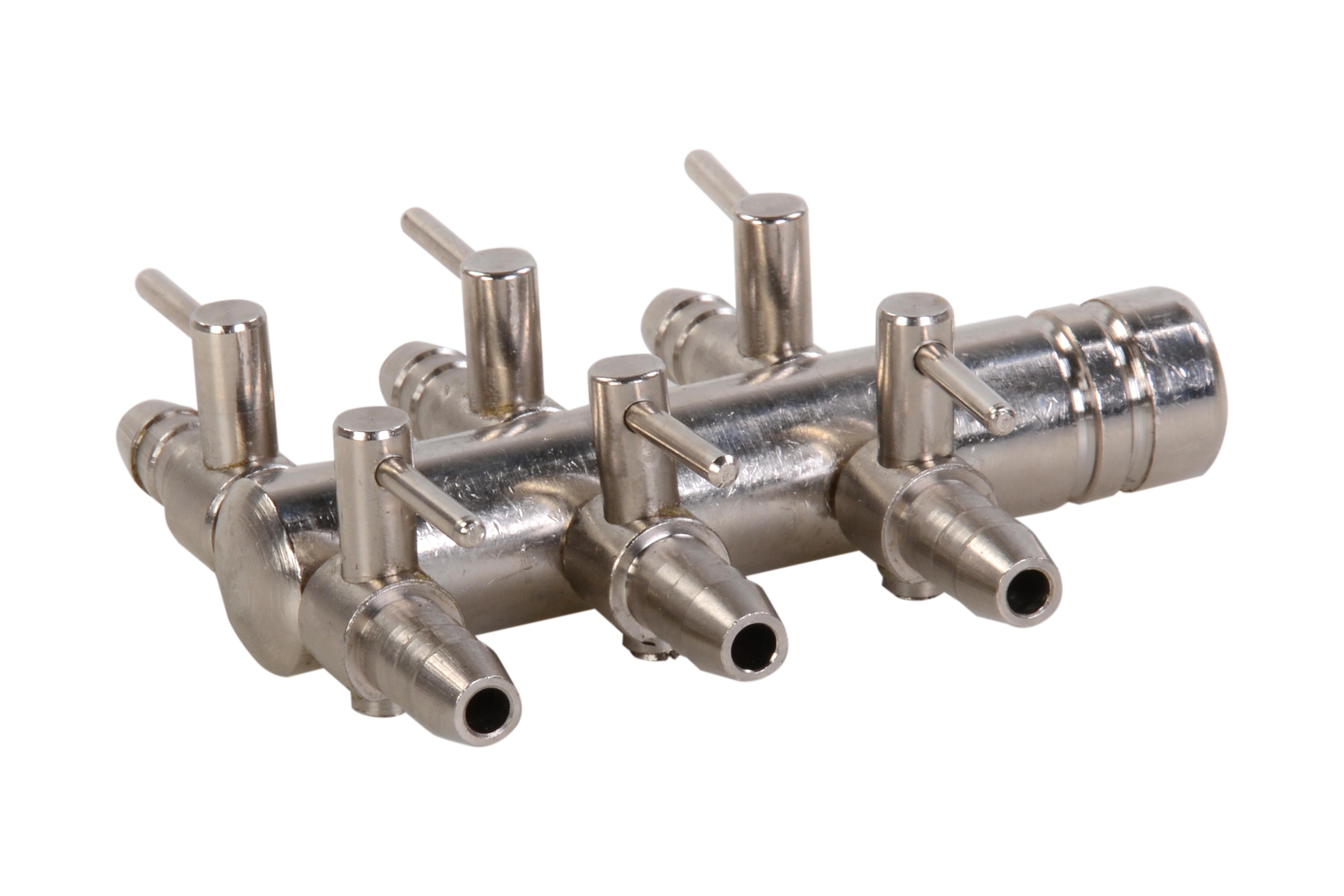 Air distributor for 9mm 6 outputs with crane chromed